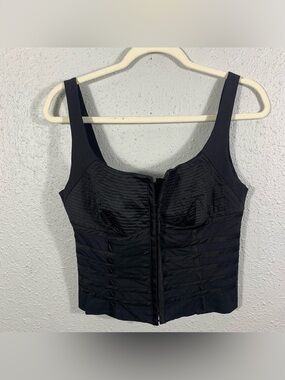 Cache Vintage Black Corset Style Sguare Neck Top size 8